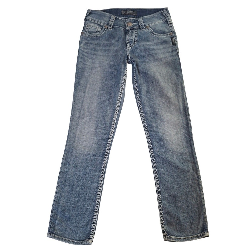 Silver Jeans Suki Capri‎ Jeans Womens 26 Medium Wash Contrast Stitch Denim